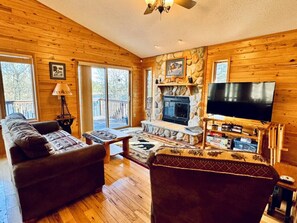 TV, fireplace