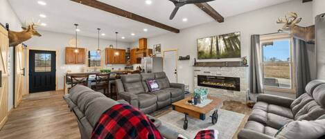 TV, fireplace, video games