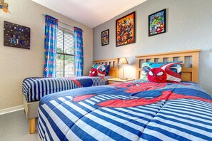 4 bedrooms, iron/ironing board, travel cot, WiFi