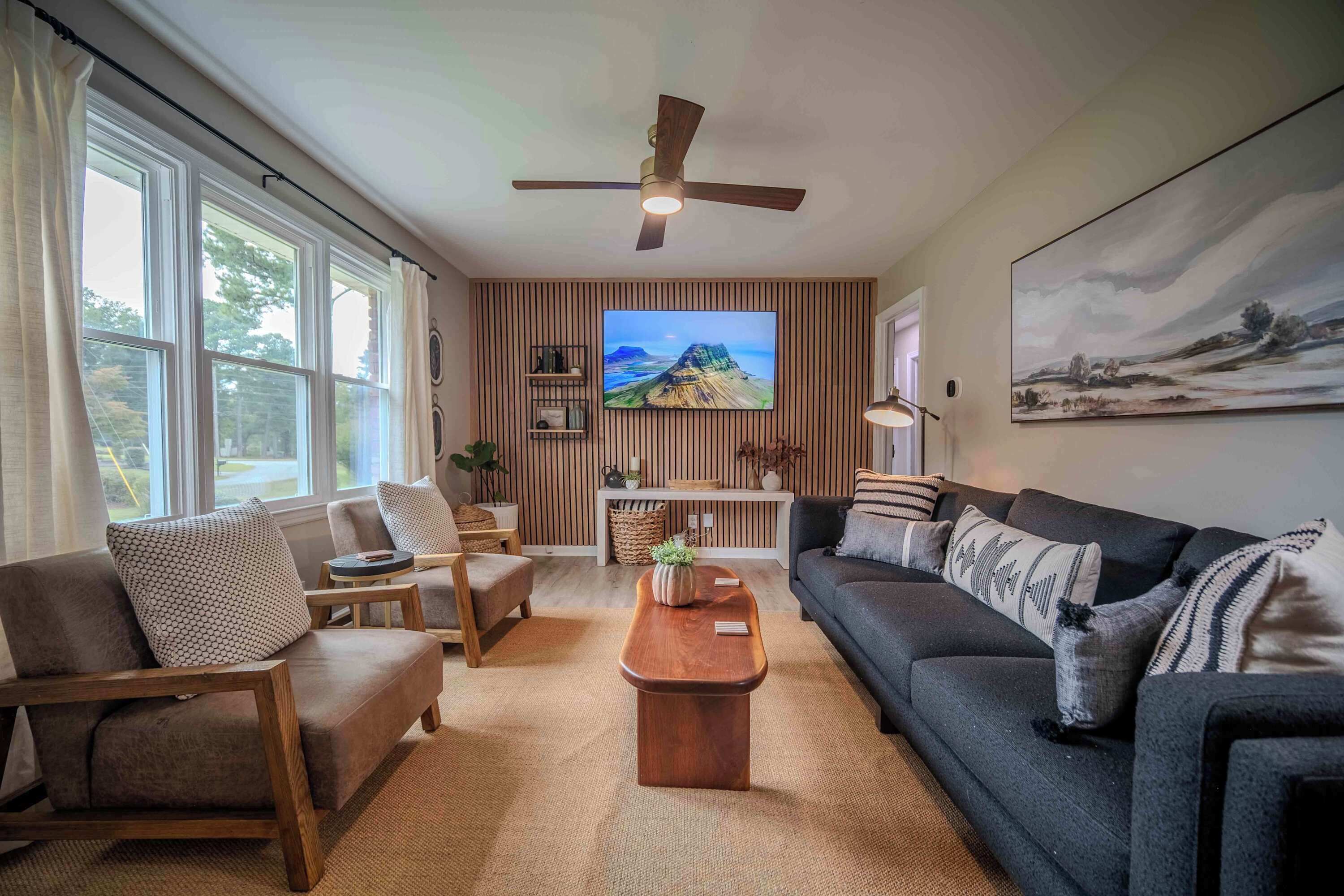 Tv, böcker och kontor