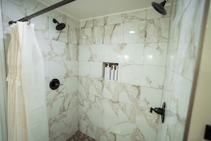 Shower, hair dryer, towels, soap - Newly Remodeled Basement Apartment - In/Outdoor Games, Private Patio, BBQ Grill (Layton)