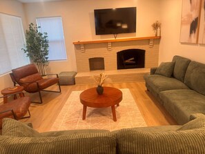 TV, fireplace, offices