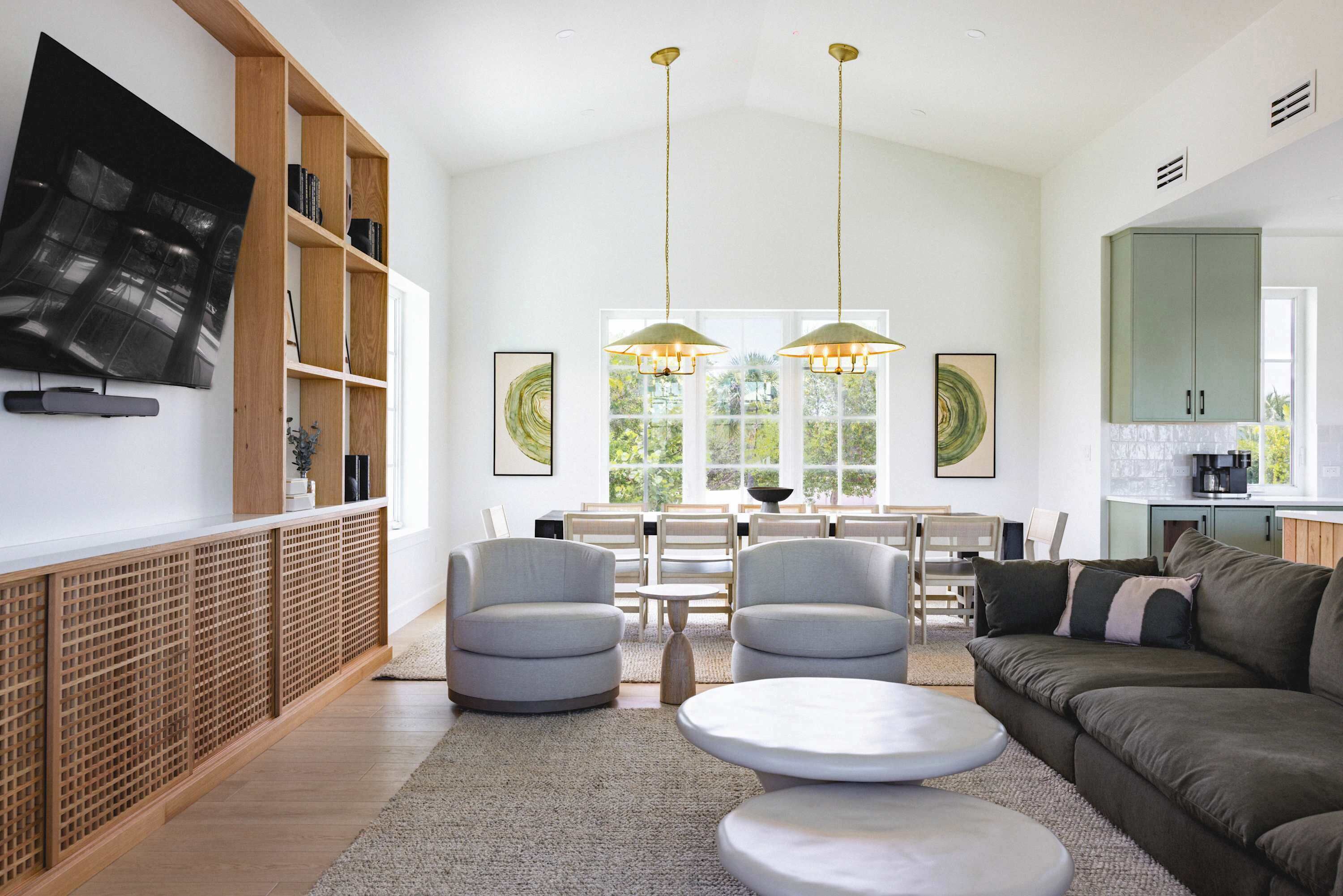 Fernseher, Stereoanlage, Arbeitsbereiche