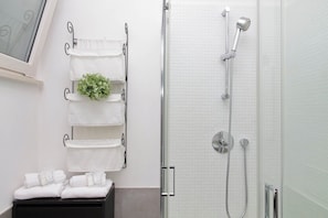 Douche, articles de toilette gratuits, bidet, serviettes fournies