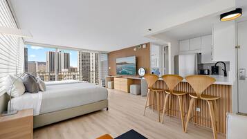 Apartment, Ocean View, Beachside (1 Bedroom) | Living area | 75-inch flat-screen TV with cable channels