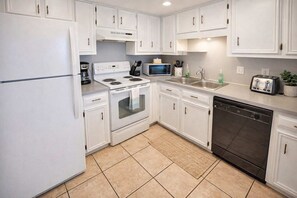 Fridge, microwave, oven, dishwasher