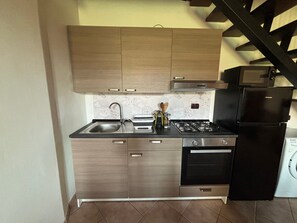 Microondas, horno y placa de cocina