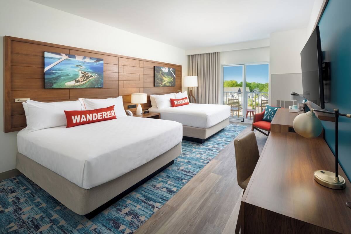 Standard Room, 2 Queen Beds (Balcony) | In-room safe, desk, laptop workspace, iron/ironing board