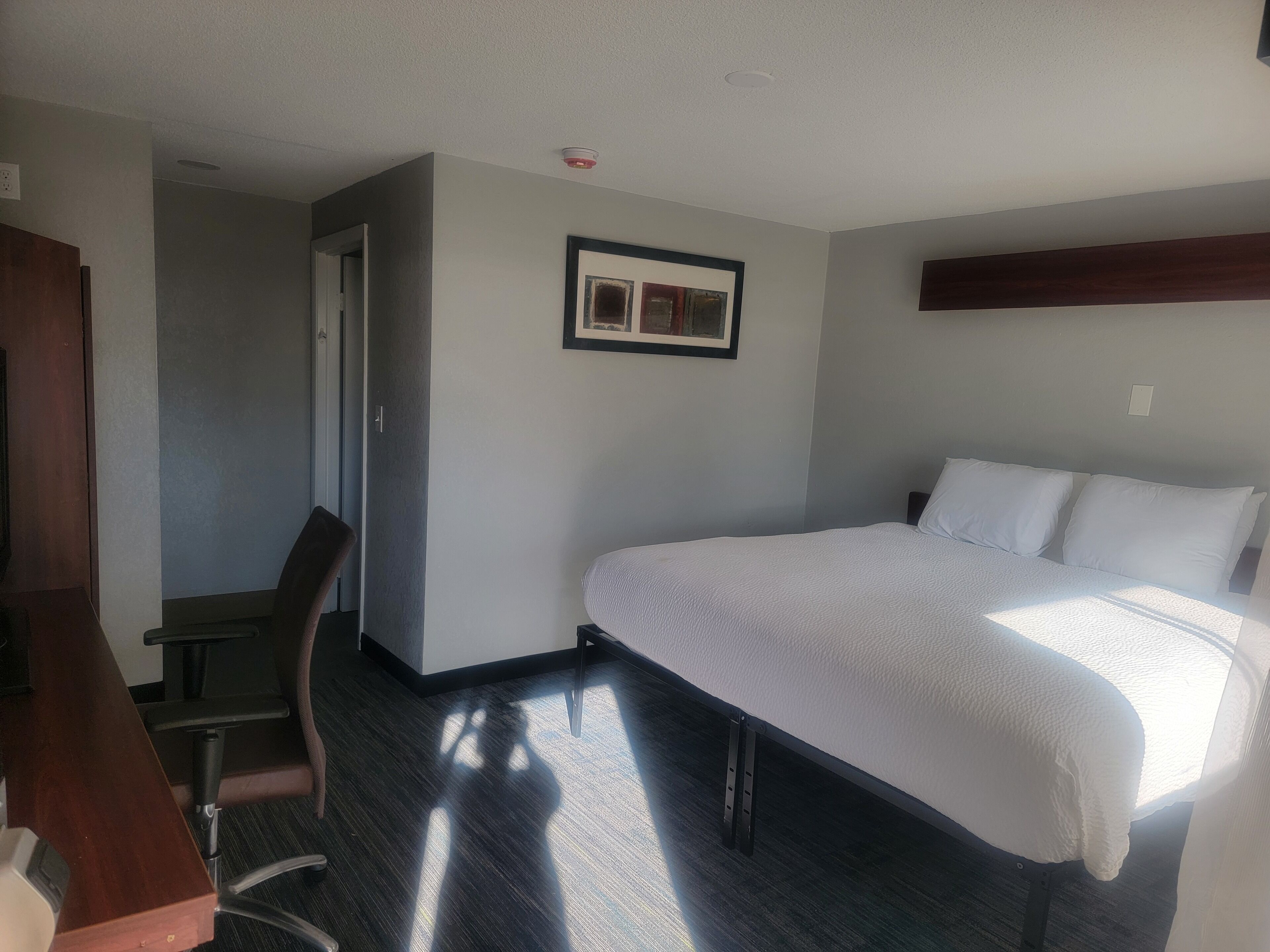 Escritorio, espacio para trabajar con laptop y wifi gratis 