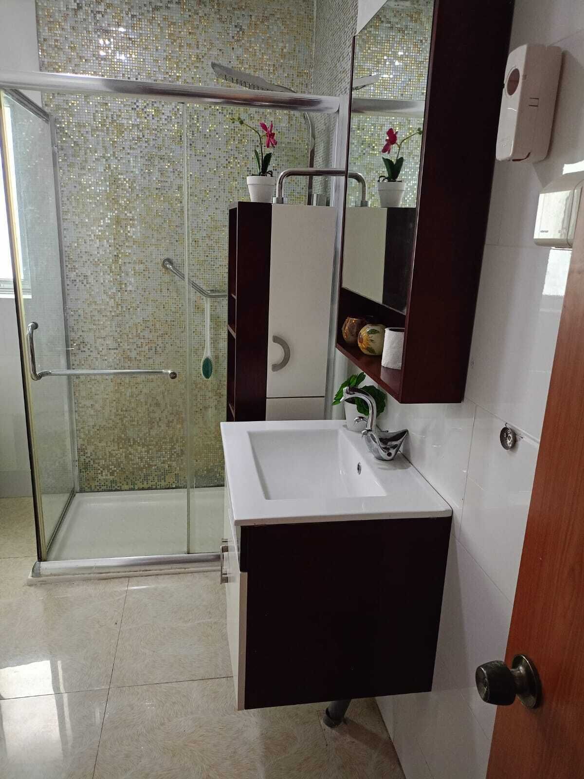 Bidé, toallas, jabón y papel higiénico