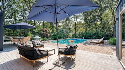 Chic Southampton Getaway with Heated Pool & Seamless Indoor-Outdoor Living