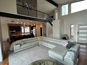 Smart TV, fireplace, video games, table football