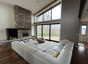 Smart TV, fireplace, video games, table football