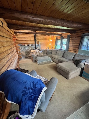 Televisión y chimenea