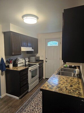 Fridge, microwave, oven, stovetop - New- Clean, Cozy & Convenient 2BR 3BED Home. (Fairbanks)