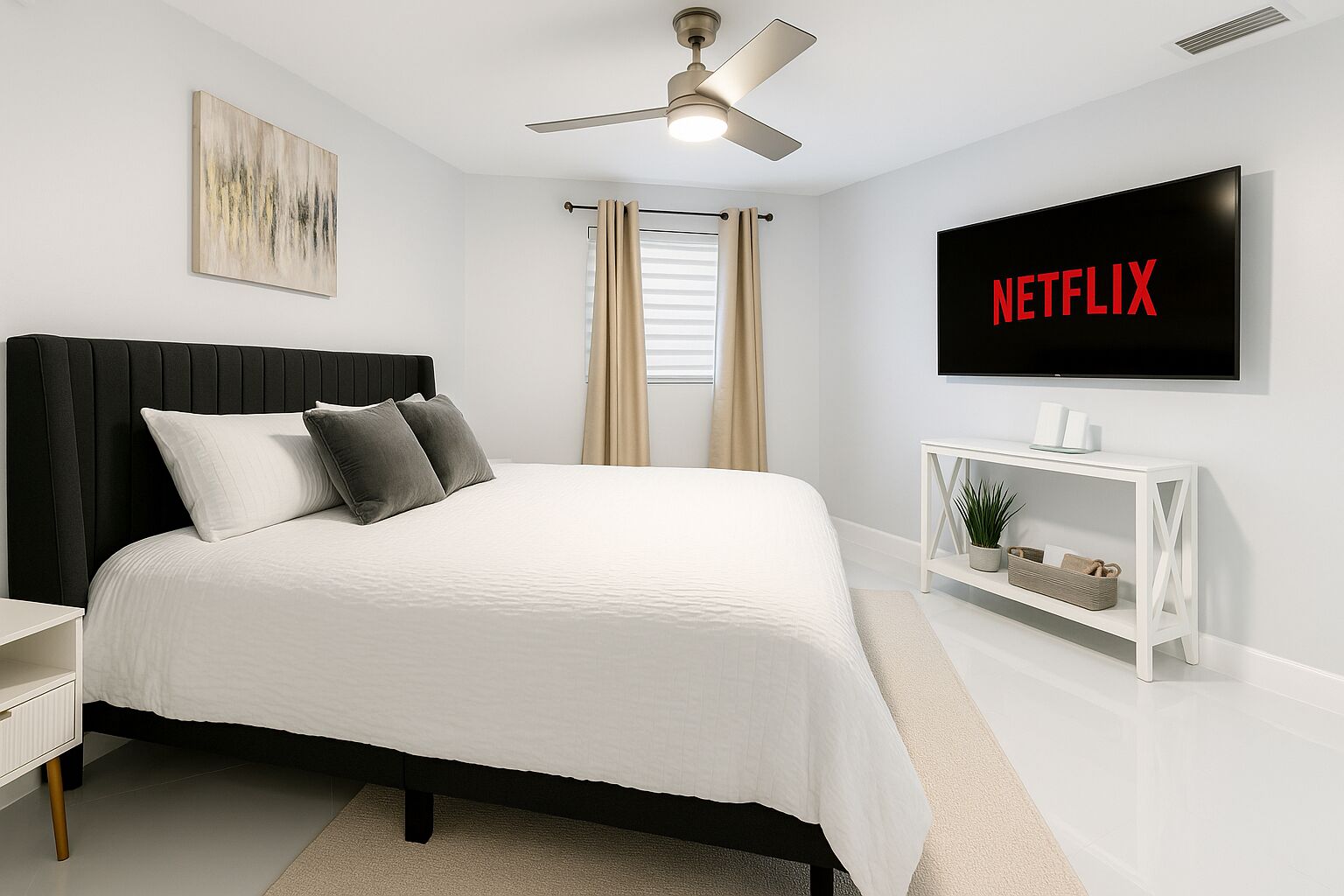 3 habitaciones, tabla de planchar con plancha, wifi y ropa de cama 