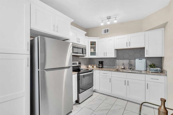 Microwave, oven, coffee/tea maker, toaster