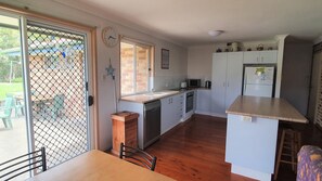 Fridge, microwave, oven, dishwasher