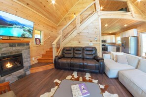 Smart TV, fireplace, music library, stereo