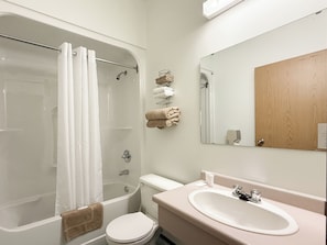 Towels, soap, shampoo, toilet paper