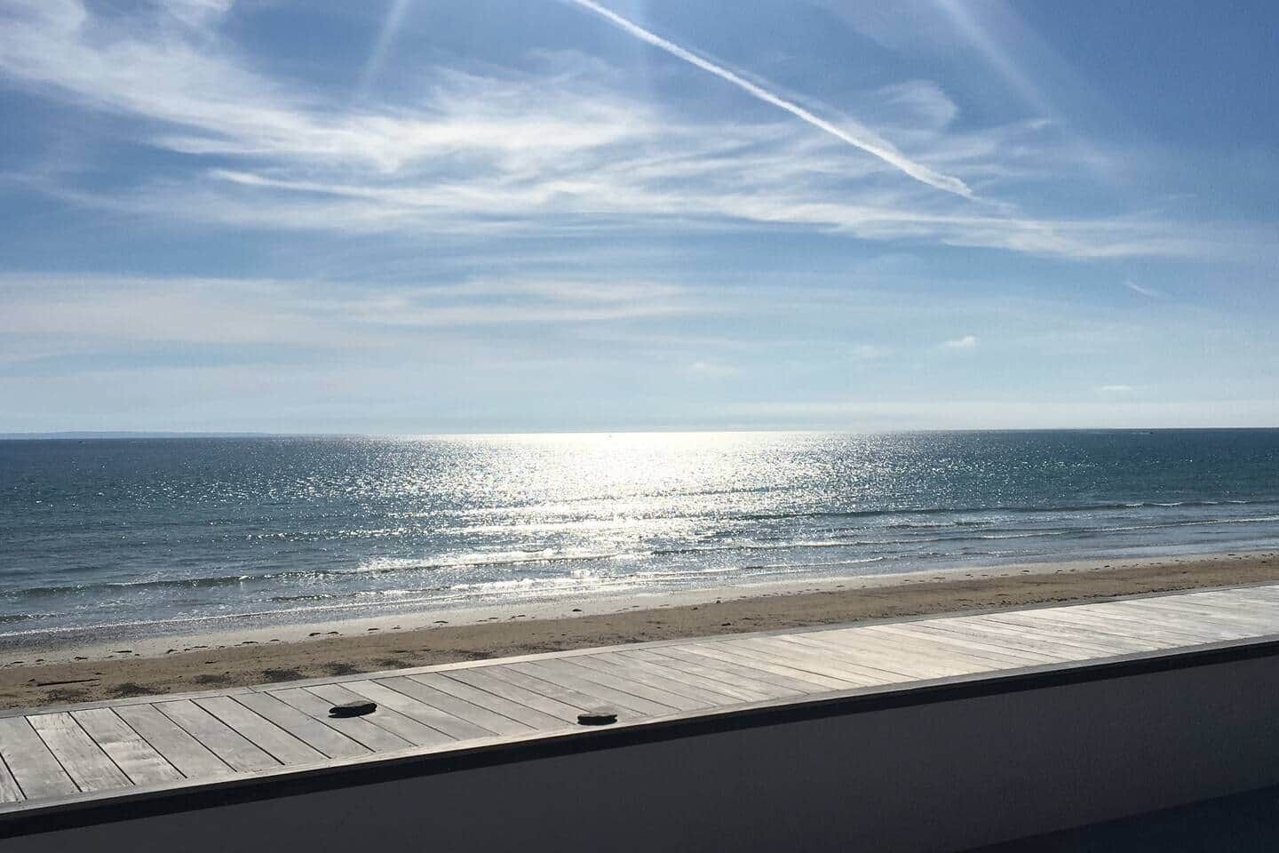 On the beach, sun-loungers, beach towels