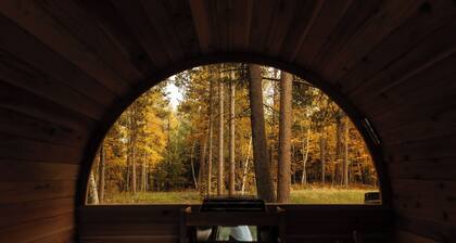 Modern Cabin in Forrest with Cedar Barrel Sauna