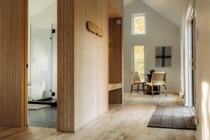 Interior - Modern Cabin in Forrest with Cedar Barrel Sauna (Hackensack)