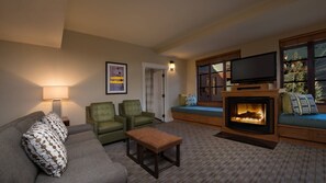 TV, fireplace