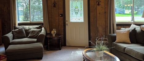 Smart TV, chimenea y libros