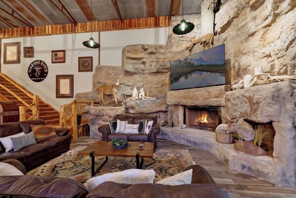 TV, fireplace, offices