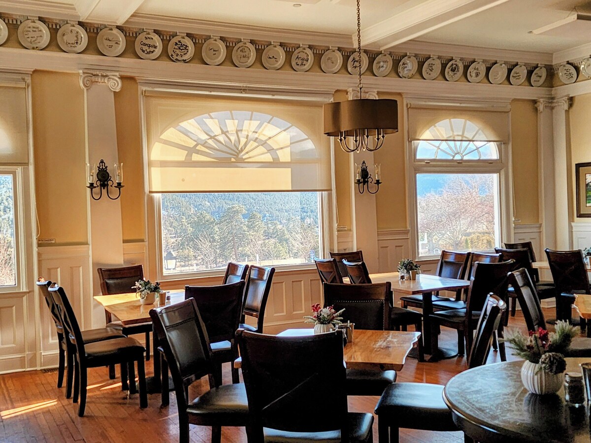 Lobby chandeliers at Stanley Hotel