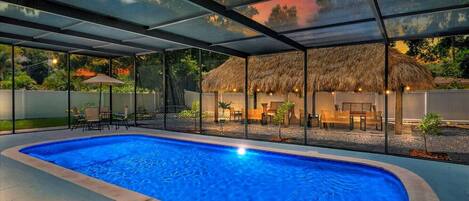 Piscine extérieure, piscine chauffée