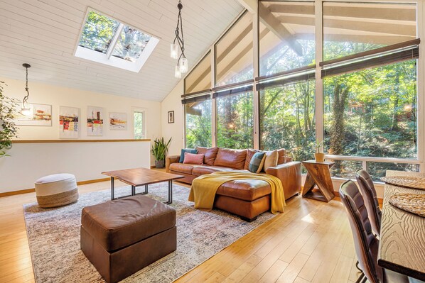 スマートテレビ、暖炉、書庫