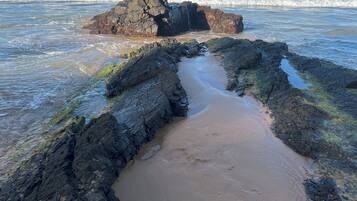 On the beach, beach towels