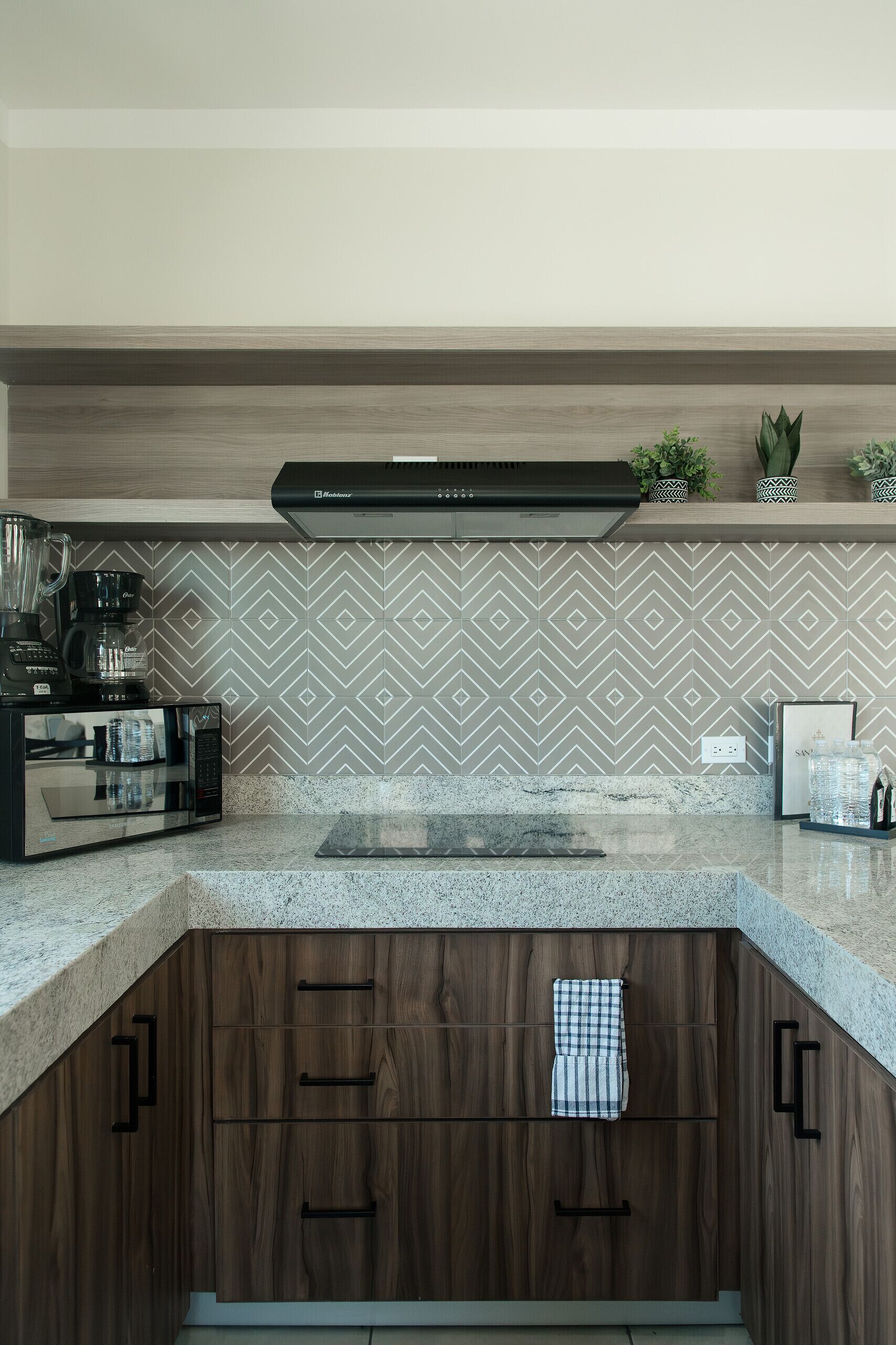 Fridge, microwave, cookware/dishes/utensils