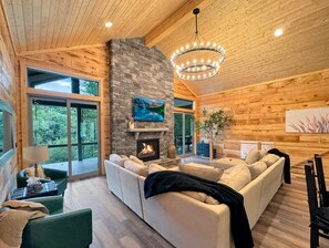 Smart TV, fireplace, video games