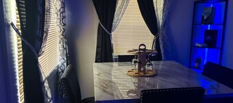 Luxury Comfort: King Size Bed , LED Massage Sofas , Cozy FirePit & Gazebo