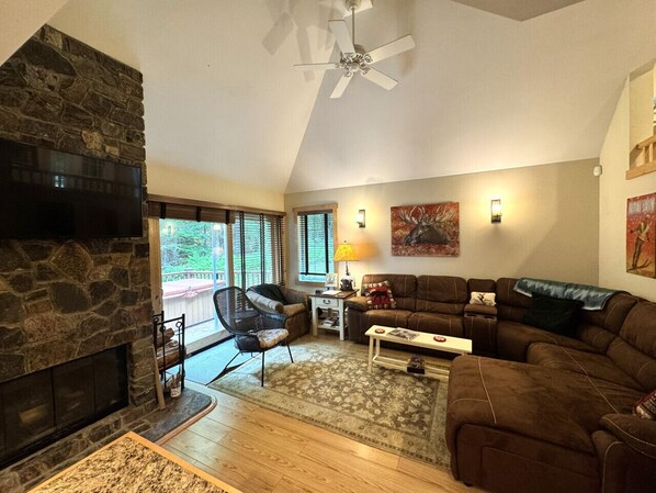 Smart TV, fireplace, video games