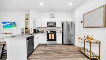 Microwave, oven, stovetop, dishwasher