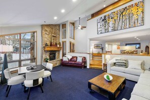 TV, fireplace, offices