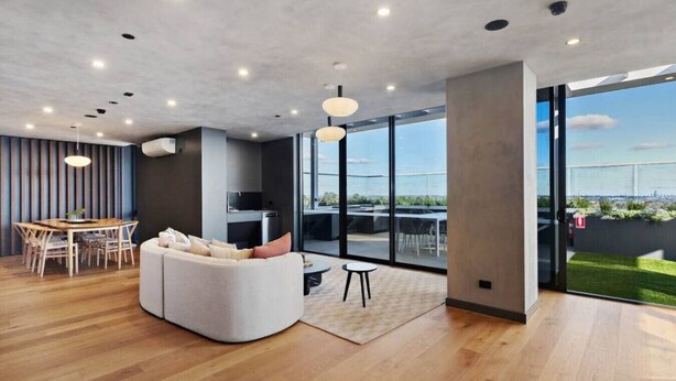 Living area - Modern Luxe Charm with Balcony Parking Gym (Ivanhoe)
