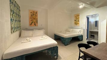 Desk, free WiFi, bed sheets