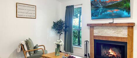 Televisión, chimenea