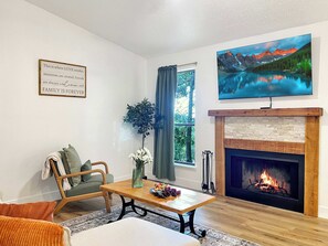 TV, fireplace - Secluded cabinesque condo resort pool, boat launch (Kimberling City)
