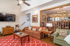 Télévision, cheminée, livres