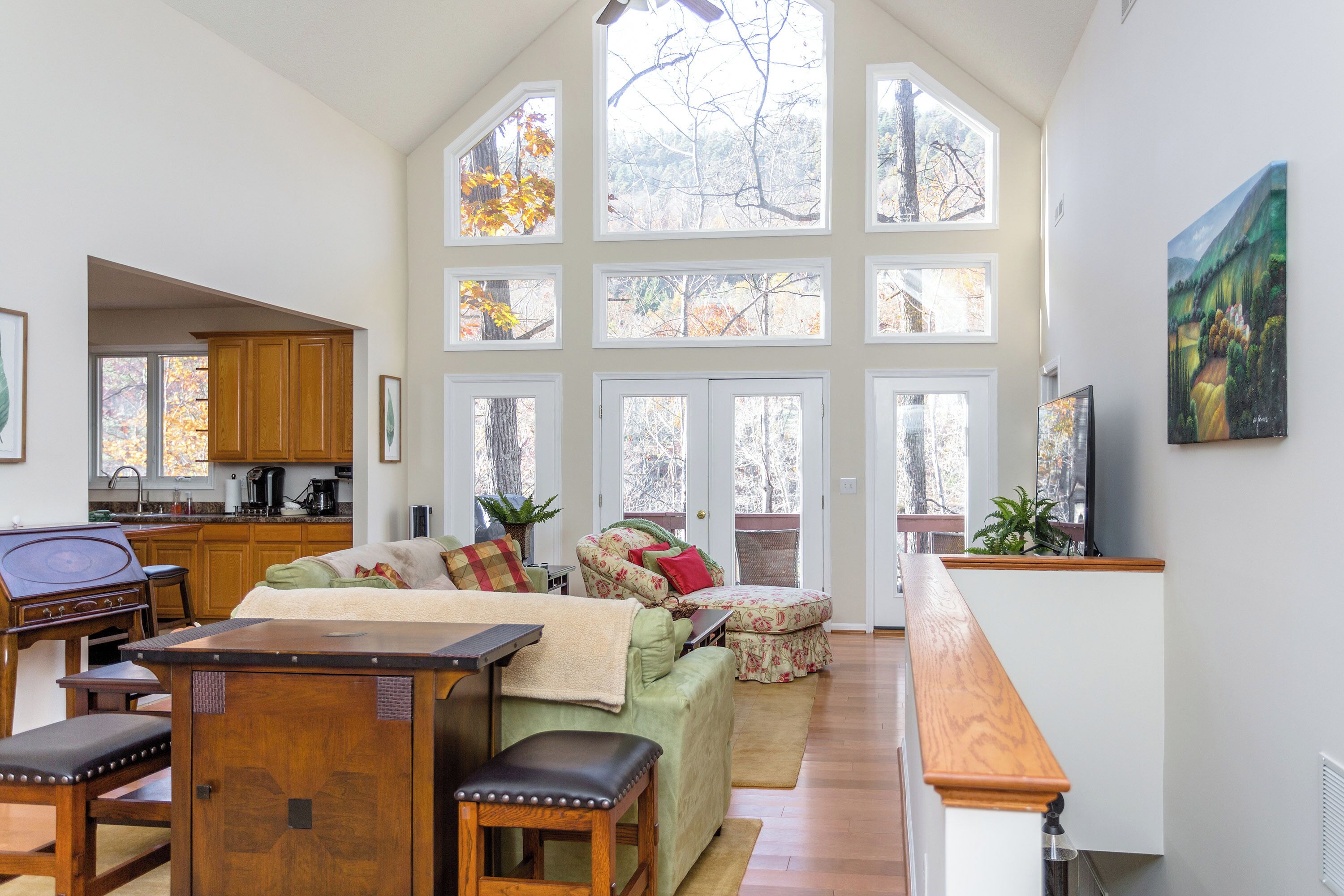 Télévision, cheminée, lecteur de DVD