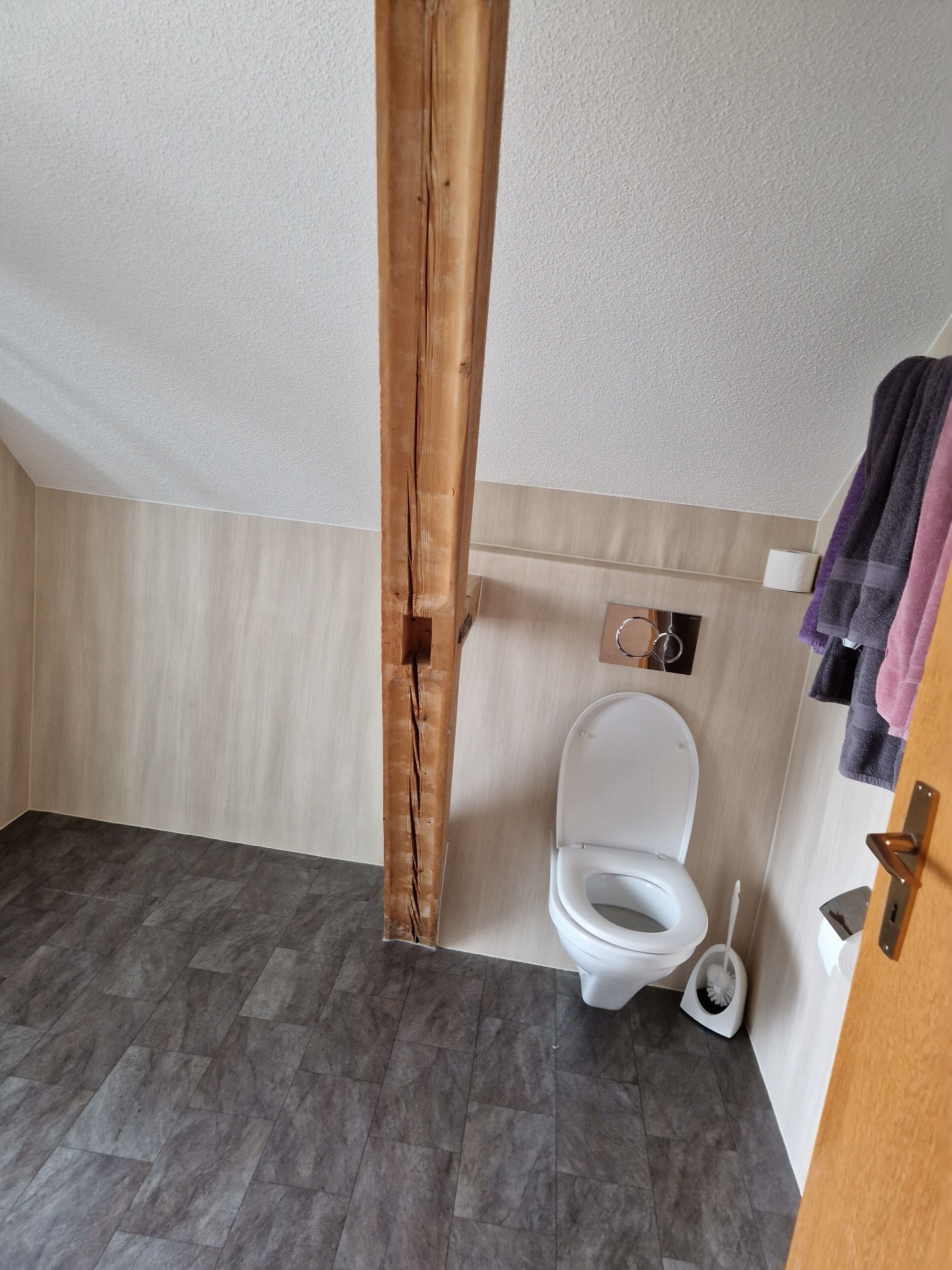 Douche, sèche-cheveux, serviettes fournies, papier toilette