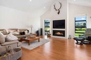 Televisión y chimenea