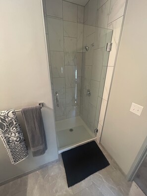 Shower, towels, toilet paper
