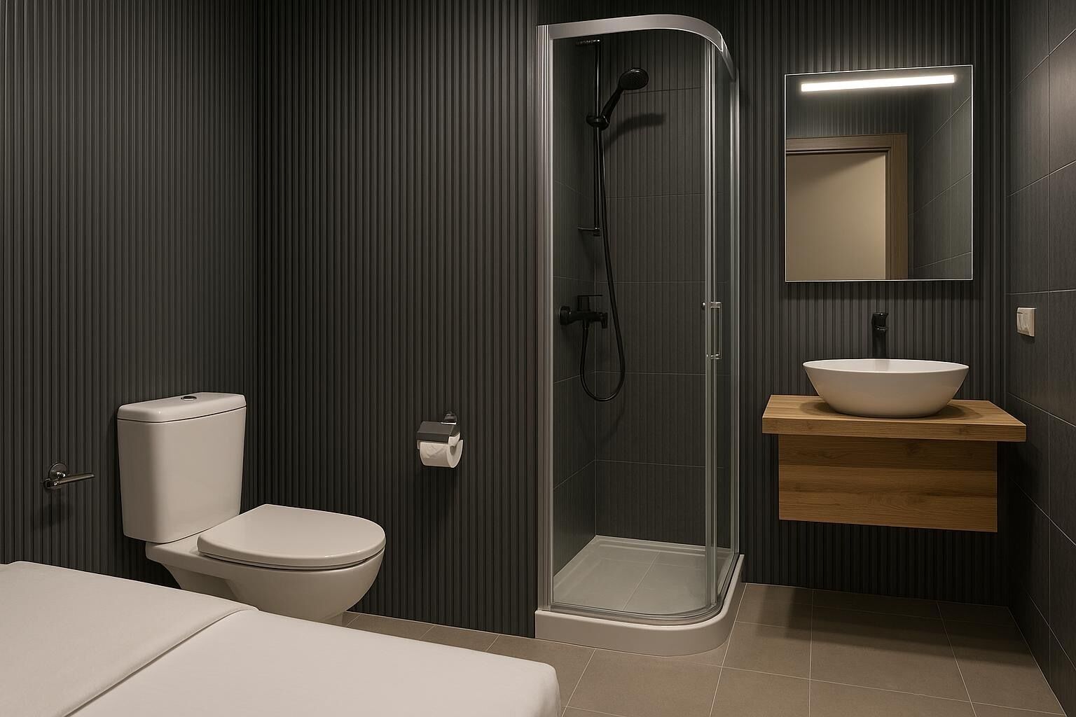 Suite Studio Affaires | Salle de bain | Douche, sèche-cheveux, serviettes fournies, savon